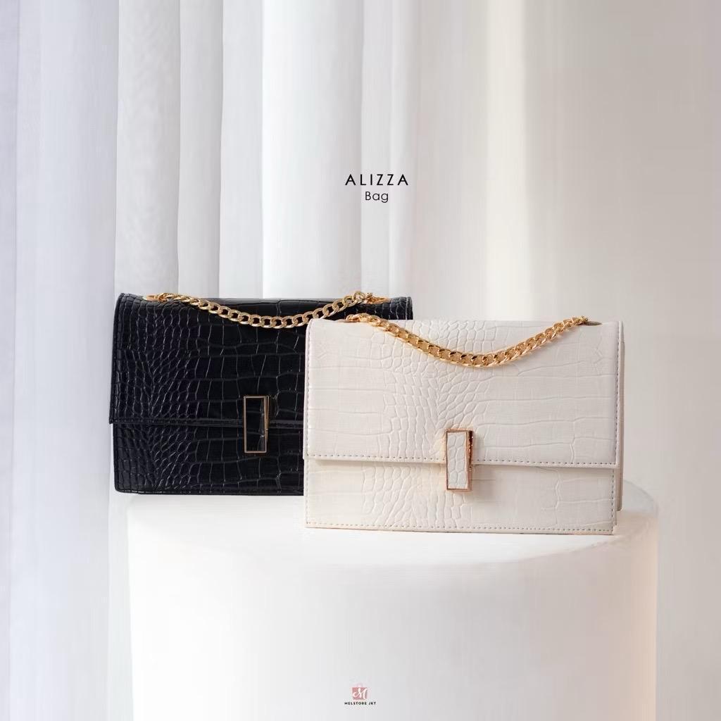 Damelia Melstore JKT Alizza Bag Wanita Tas Jinjing Premium Motif Kulit Croco Elegan